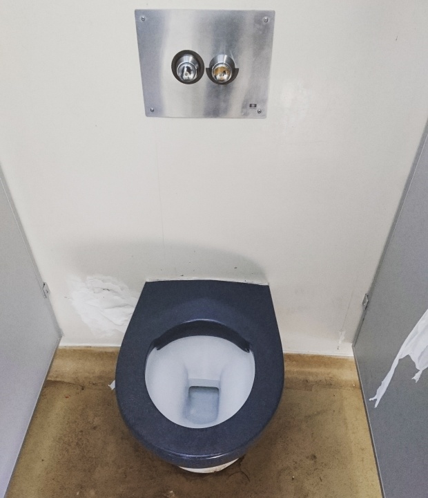 Point Chev beach toilet, interior toilet stall