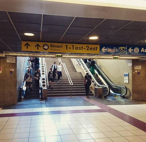 Rome Train station, plaza escalators. Stazioni termini Roma Italy.