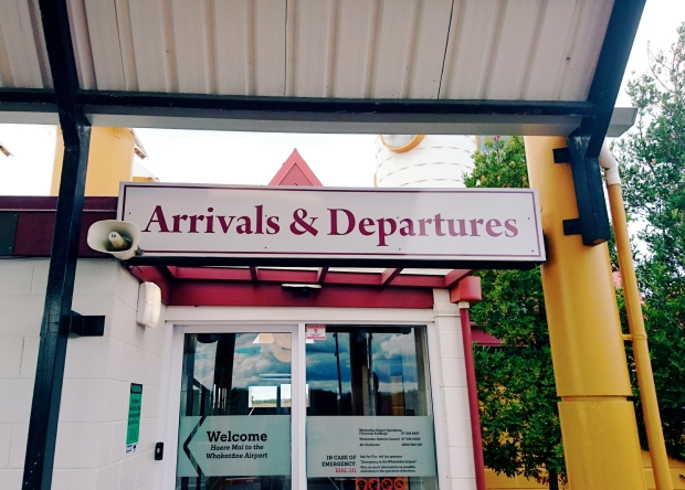 Whakatane Airport, external signage arrivals and departures